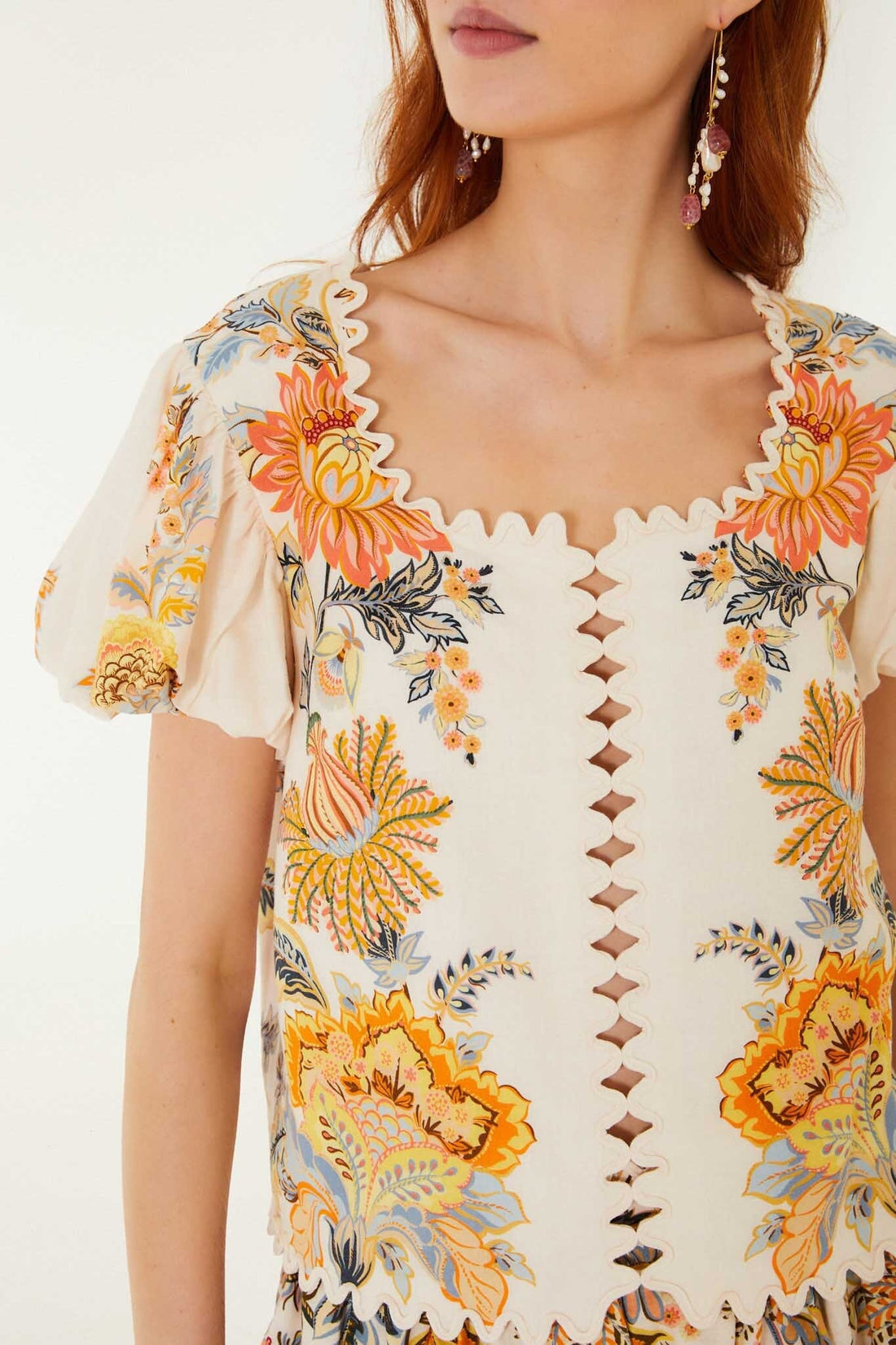 Ligia Short Sleeve Blouse Light Pink Tops - Blouses Farm Rio 