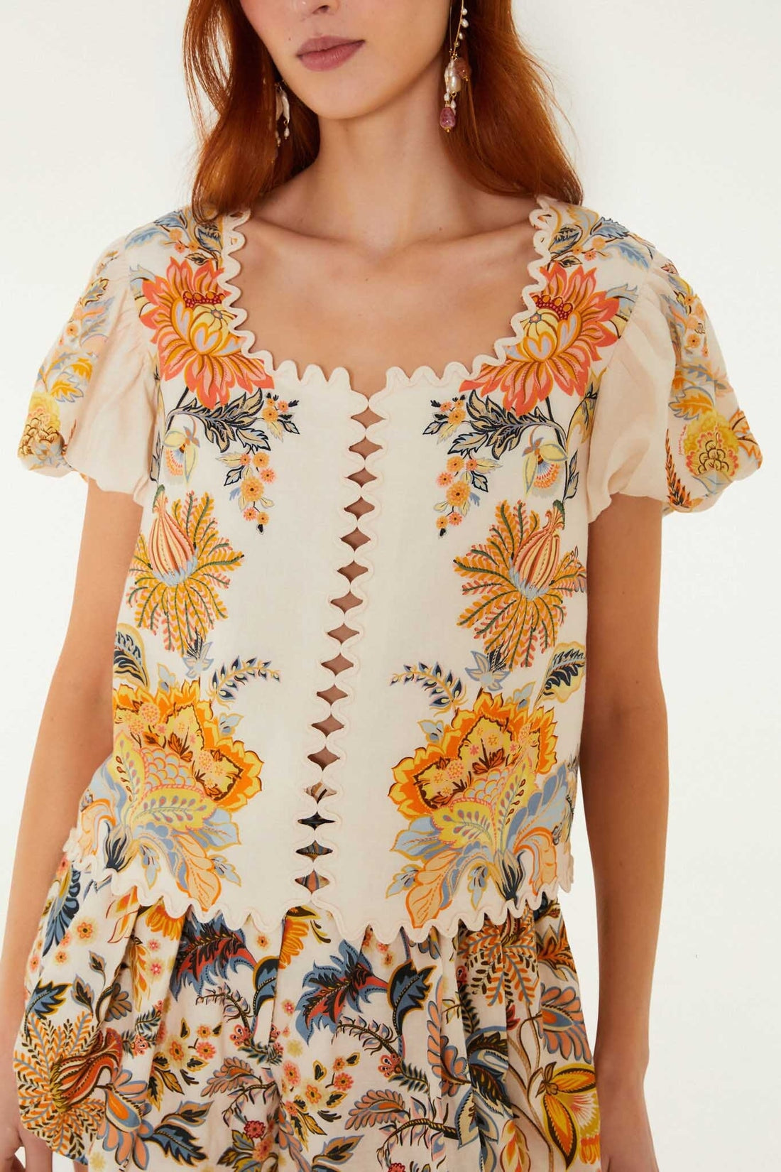 Ligia Short Sleeve Blouse Light Pink Tops - Blouses Farm Rio 