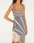 Mixed Carioca Coffee Sleeveless Midi Dress Dresses - Midi Farm Rio 