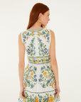 Emily Floral Tapestry Ruffled Mini Dress Off White