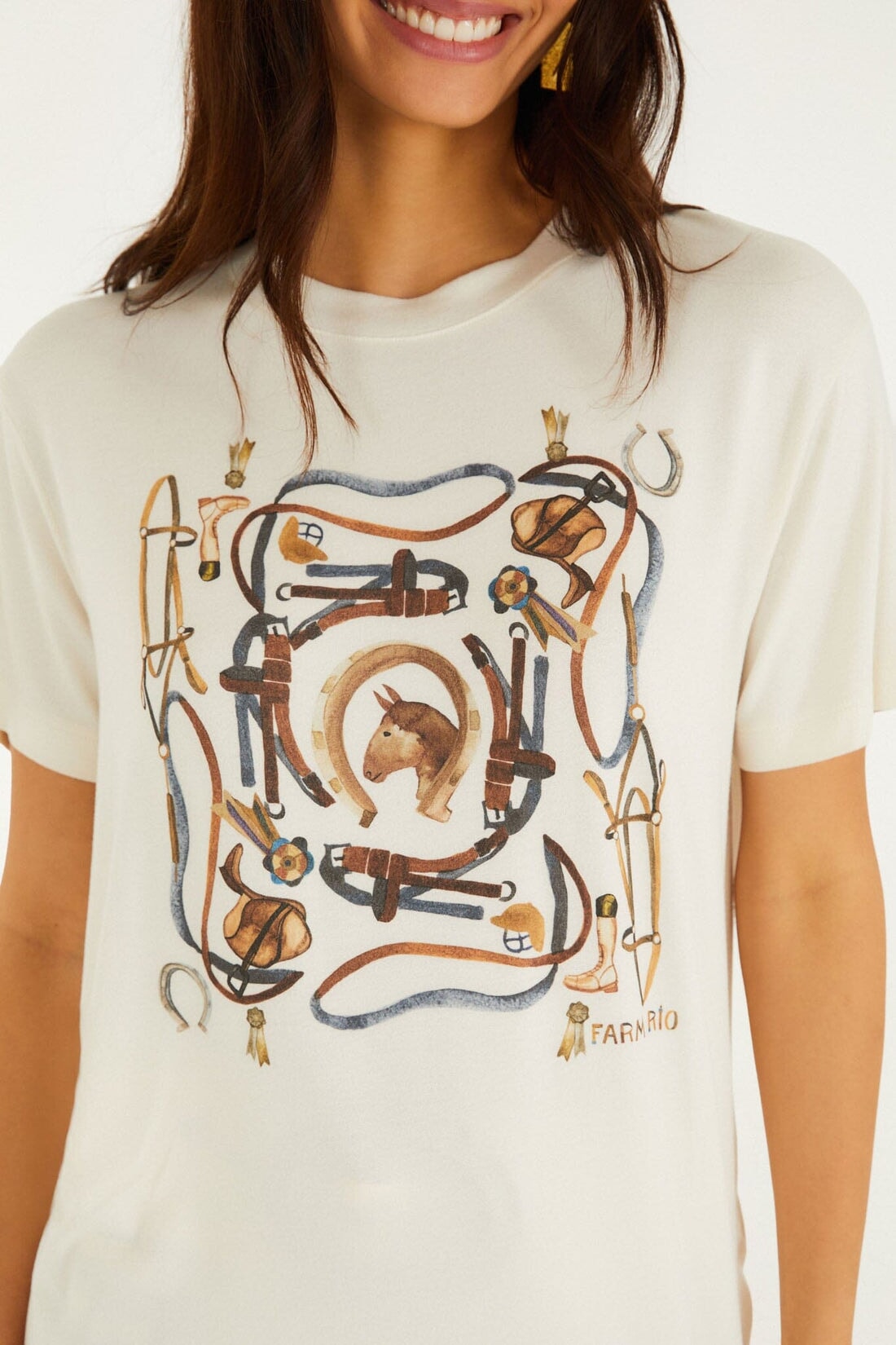 Equestrian Slim Tee Off White Tops - Tees Farm Rio 