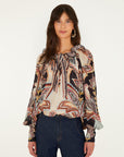 Tapestry Dream Ties Long Sleeve Blouse Beige Tops - Blouses Farm Rio 