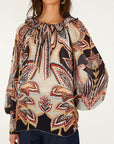 Tapestry Dream Ties Long Sleeve Blouse Beige Tops - Blouses Farm Rio 