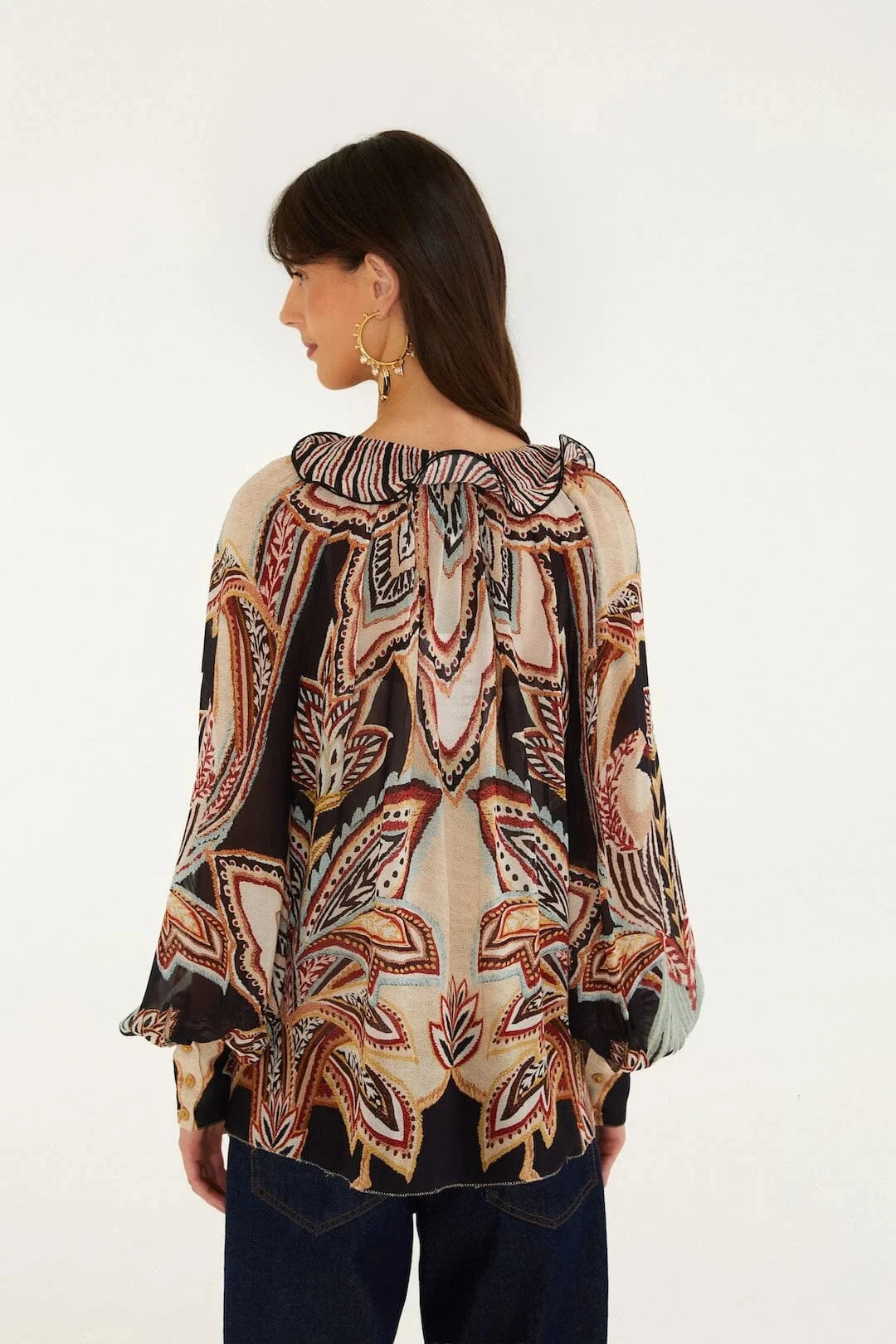 Tapestry Dream Ties Long Sleeve Blouse Beige Tops - Blouses Farm Rio 