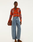 Victoria Knit Cardigan Floral Terracotta Sweater - Cardigans Farm Rio 