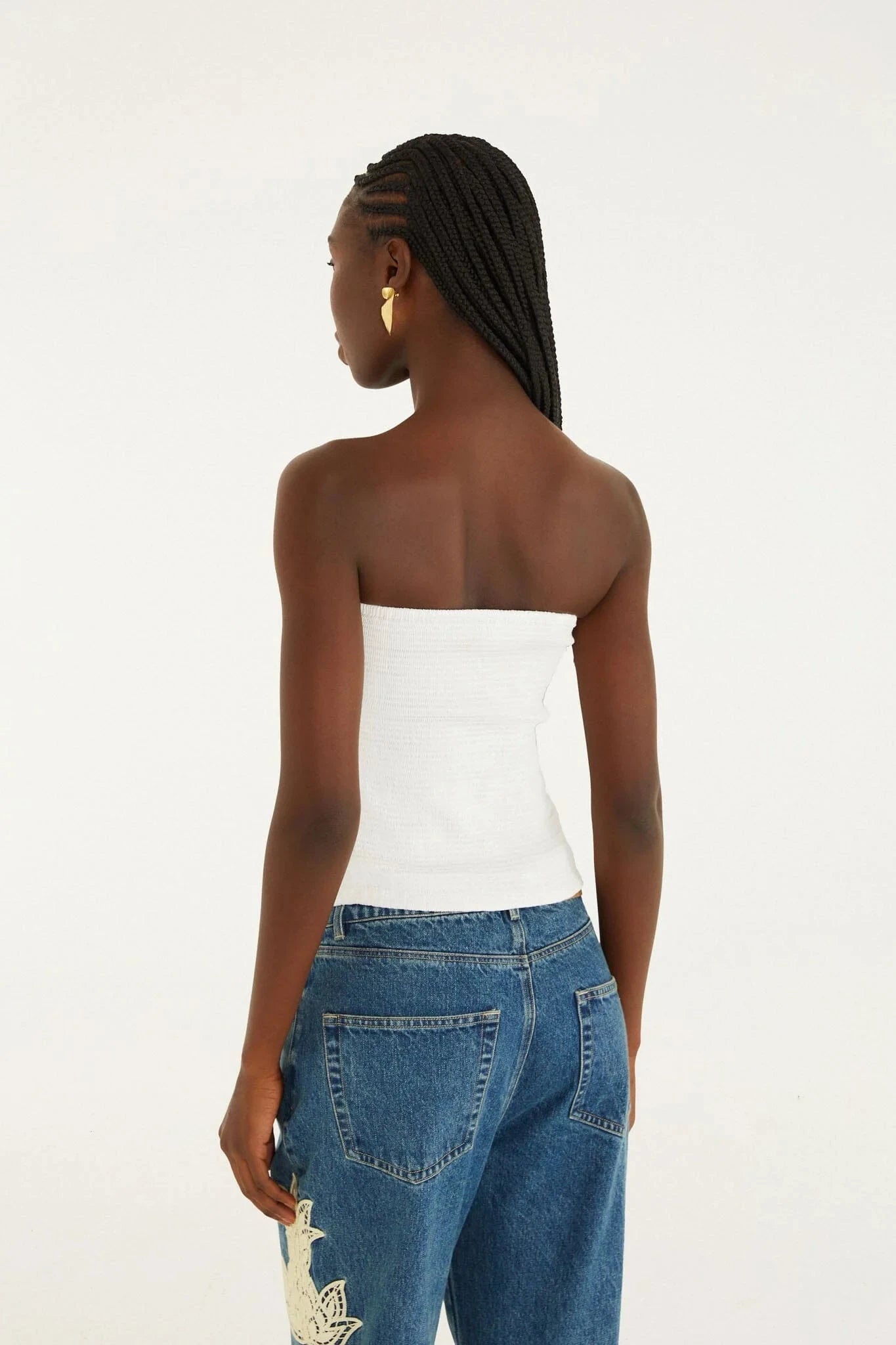 Smocked Strapless Top White Tops - Blouses Farm Rio 