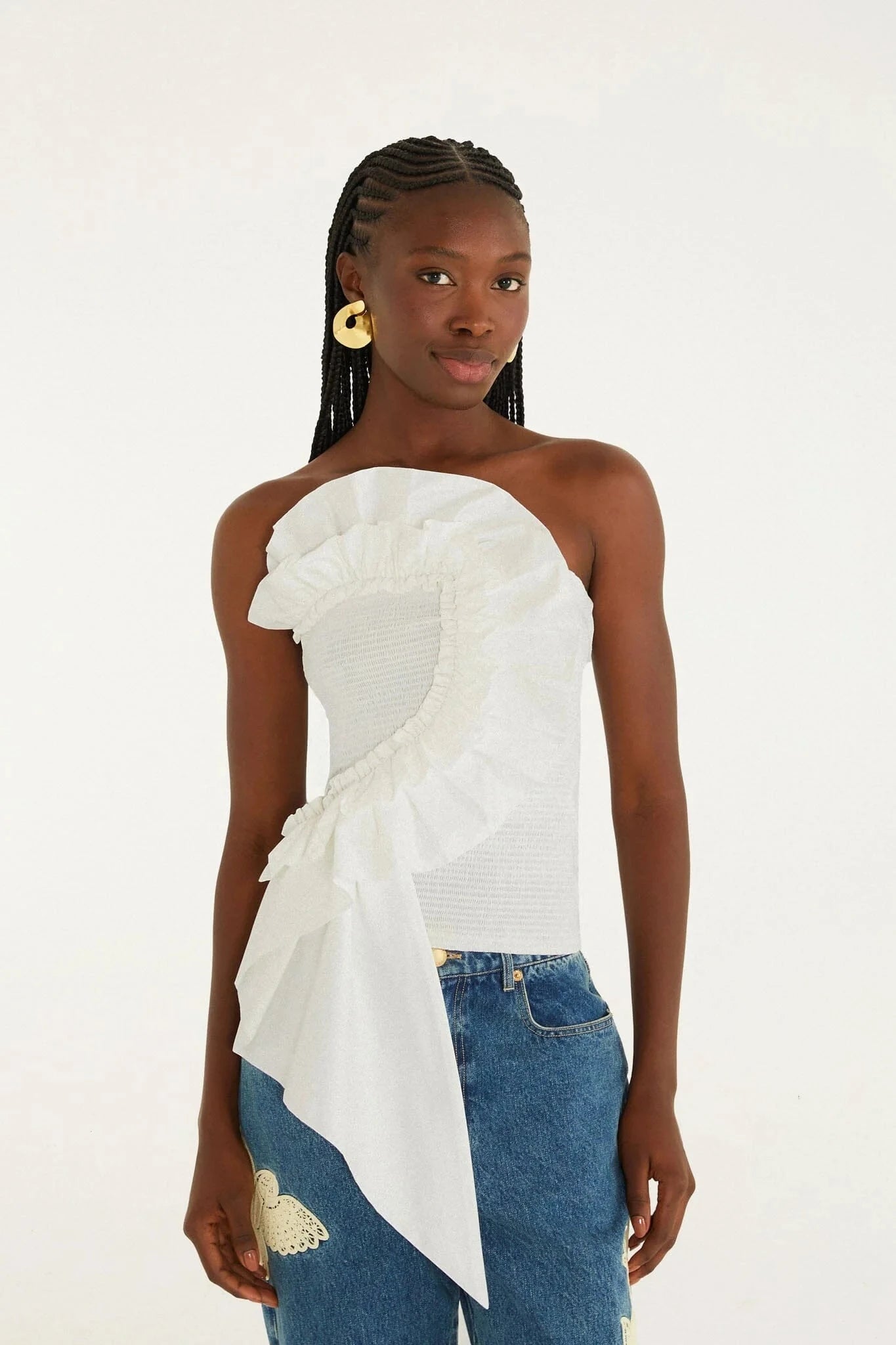 Smocked Strapless Top White Tops - Blouses Farm Rio 