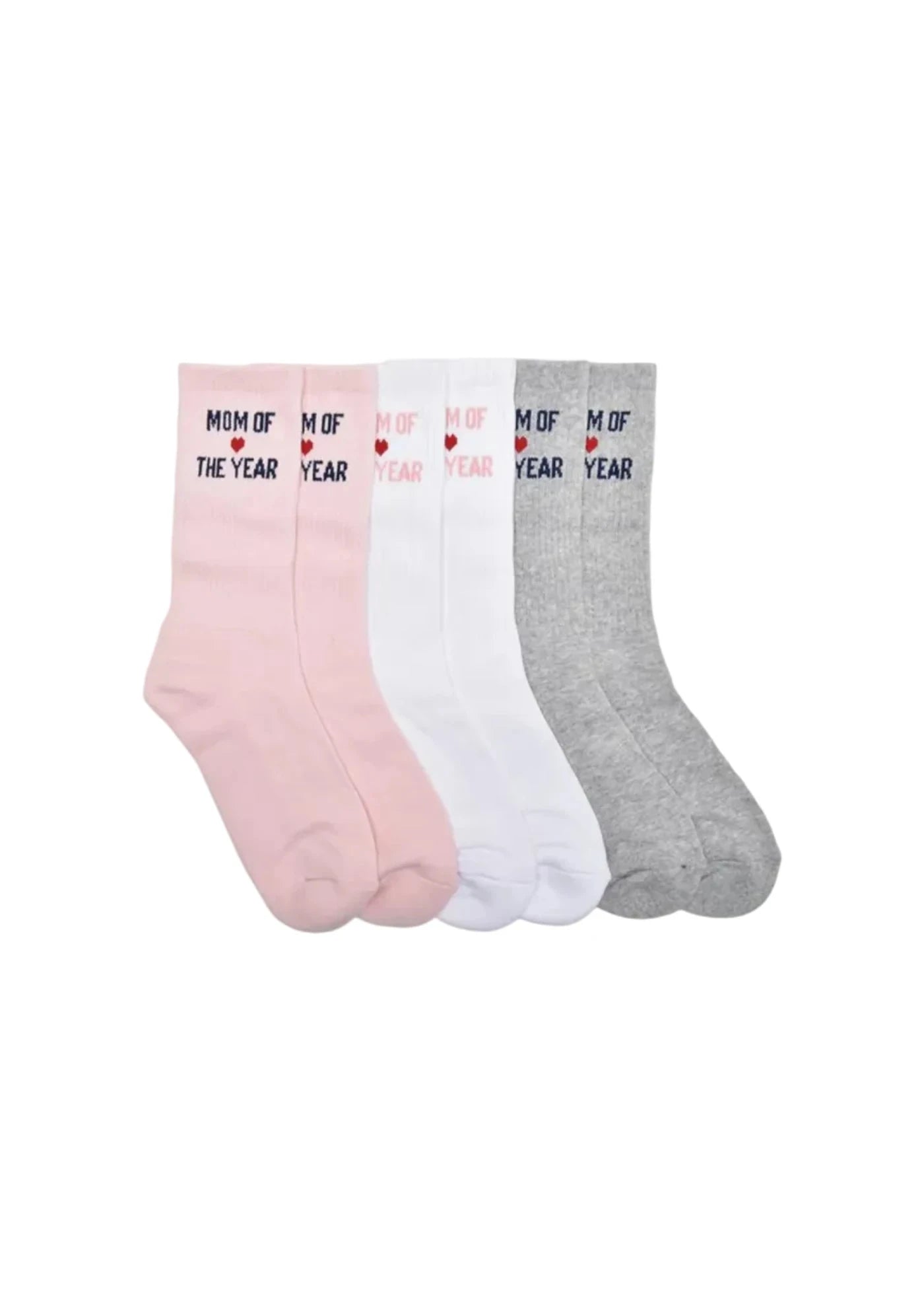 Mom of the Year Heart Sock Set Blush White Gray Socks Favorite Daughter 