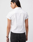 The Boxy Short Sleeve Cropped Shirt White Top - Button Down Theshirt 