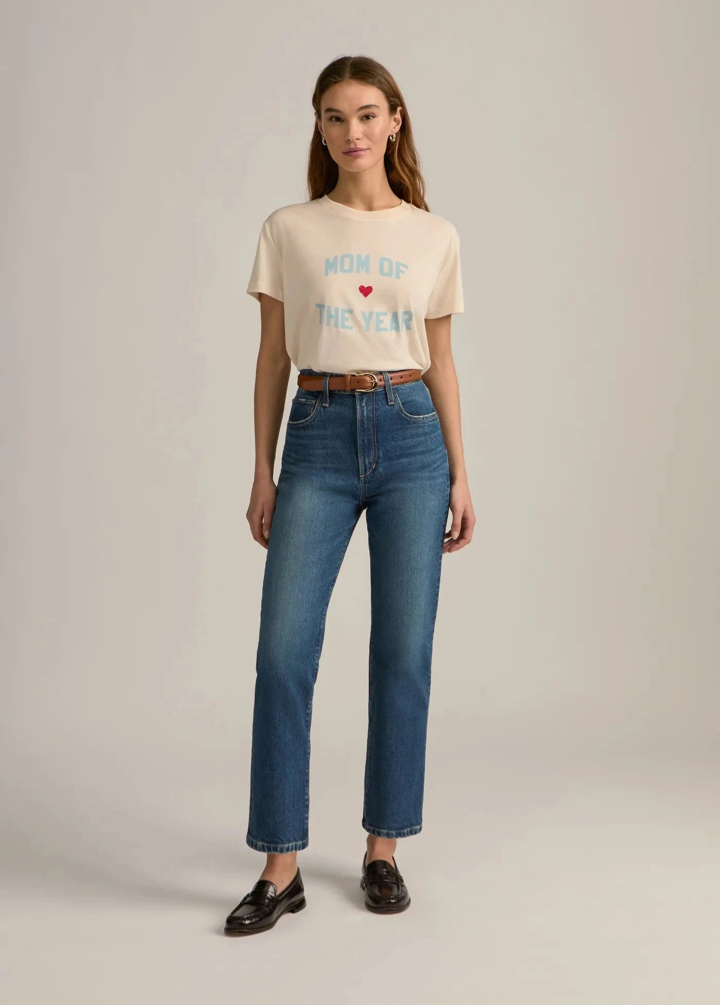 Mom of the Year Tee Gardenia/Baby Blue Tops - Tees Favorite Daughter 