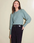 Lia Shirred Sleeve Sweater Mist