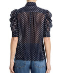 The Tie Print Gillian Top Navy Multi Tops - Blouses Frame 