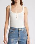 Rib Scoop Button Tank White Tops - Tanks Frame 