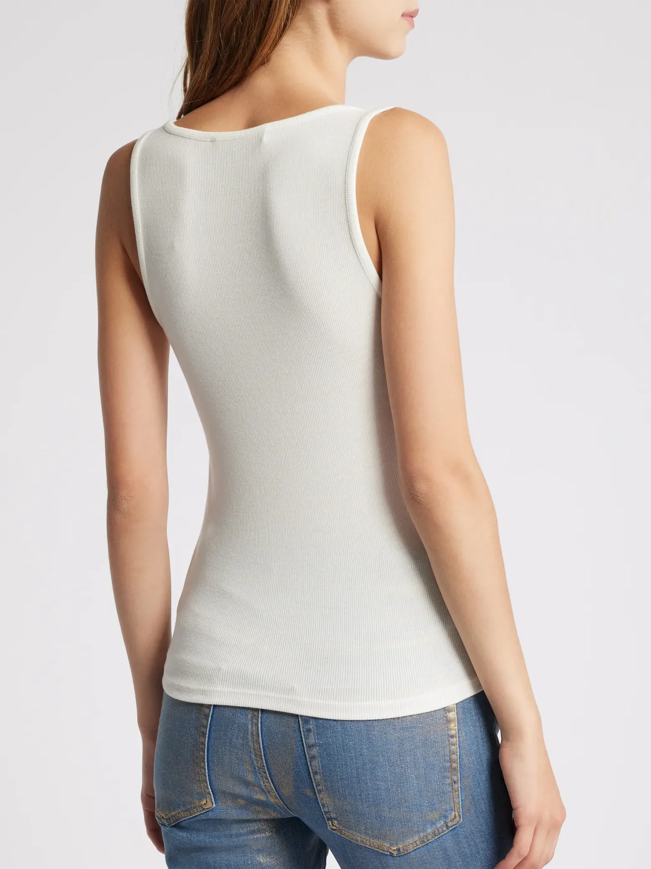 Rib Scoop Button Tank White Tops - Tanks Frame 