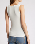 Rib Scoop Button Tank White Tops - Tanks Frame 