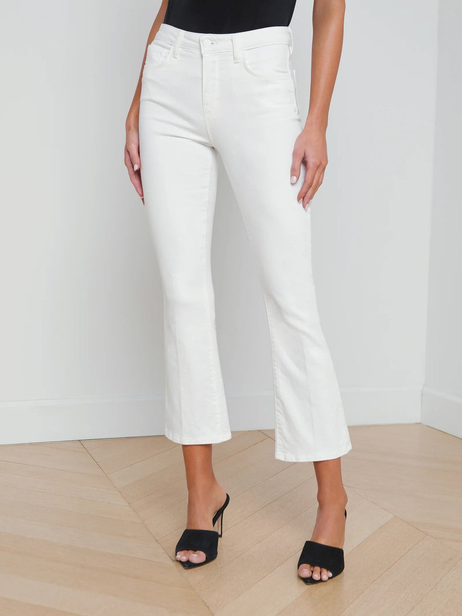 Mira Cropped Micro Boot Jean Blanc Denim - Cropped & Ankle L'Agence 