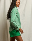 Gisele Poplin Button Down top Grass Stripe Tops - Button Down perfectwhitetee 