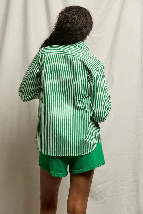 Gisele Poplin Button Down top Grass Stripe Tops - Button Down perfectwhitetee 