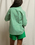 Gisele Poplin Button Down top Grass Stripe Tops - Button Down perfectwhitetee 