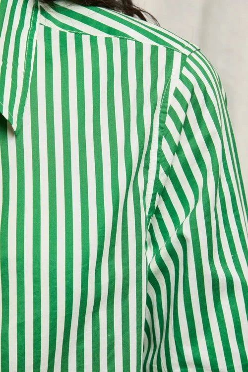 Gisele Poplin Button Down top Grass Stripe Tops - Button Down perfectwhitetee 