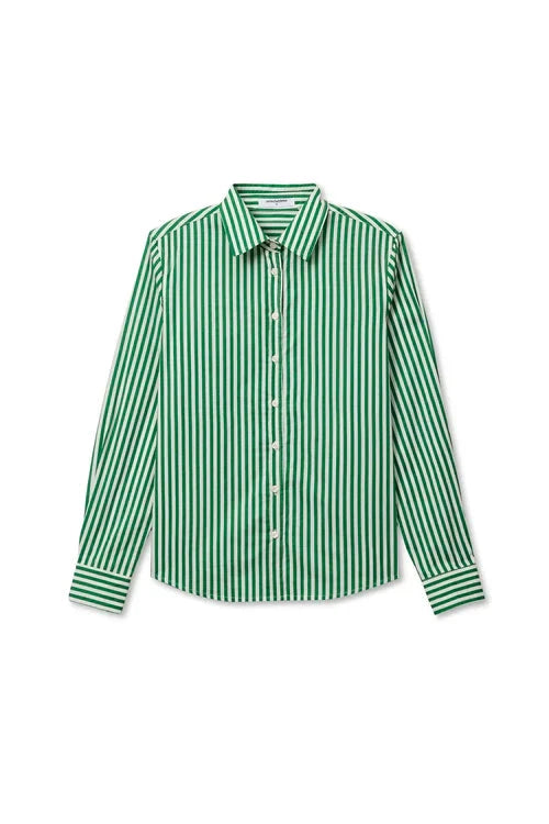 Gisele Poplin Button Down top Grass Stripe Tops - Button Down perfectwhitetee 