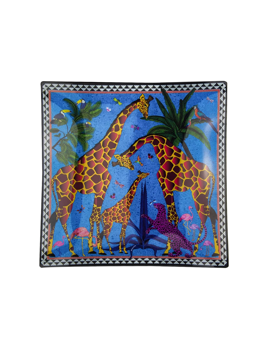 Small Giraffe Glass Plate Blue Home Decor - Bowls, Trays & Vases Ortigia 