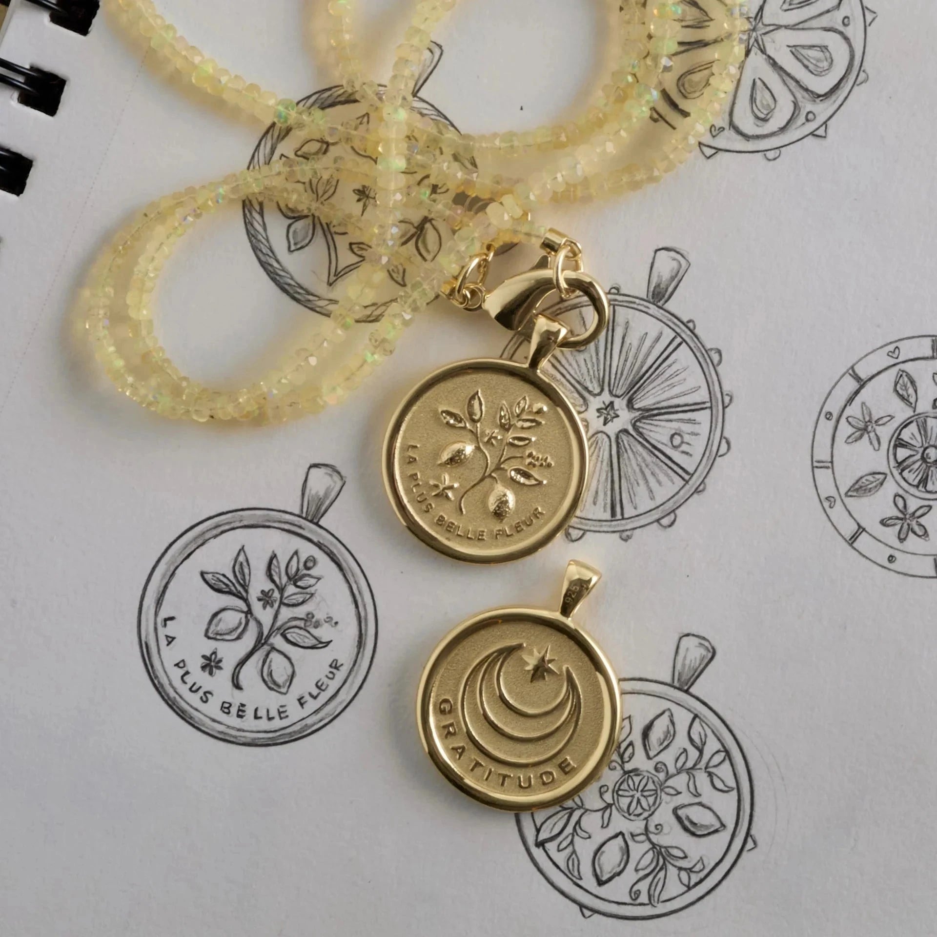 Gratitude Original Pendant 18" Drawn Link Necklaces Jane Win 