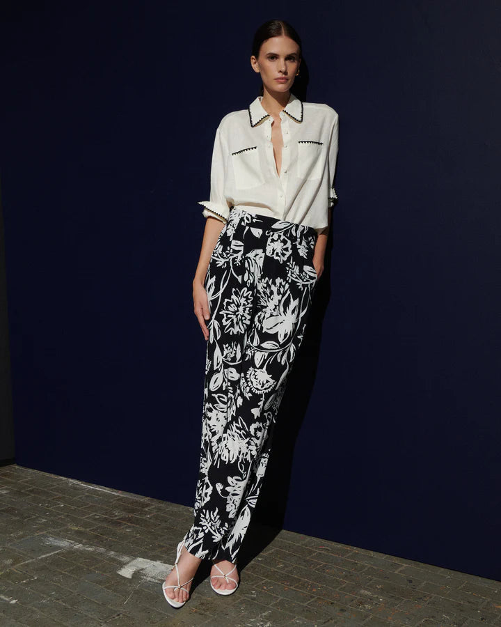 Hadley Pant Porcelain Floral Black Pants - Trousers Figue 