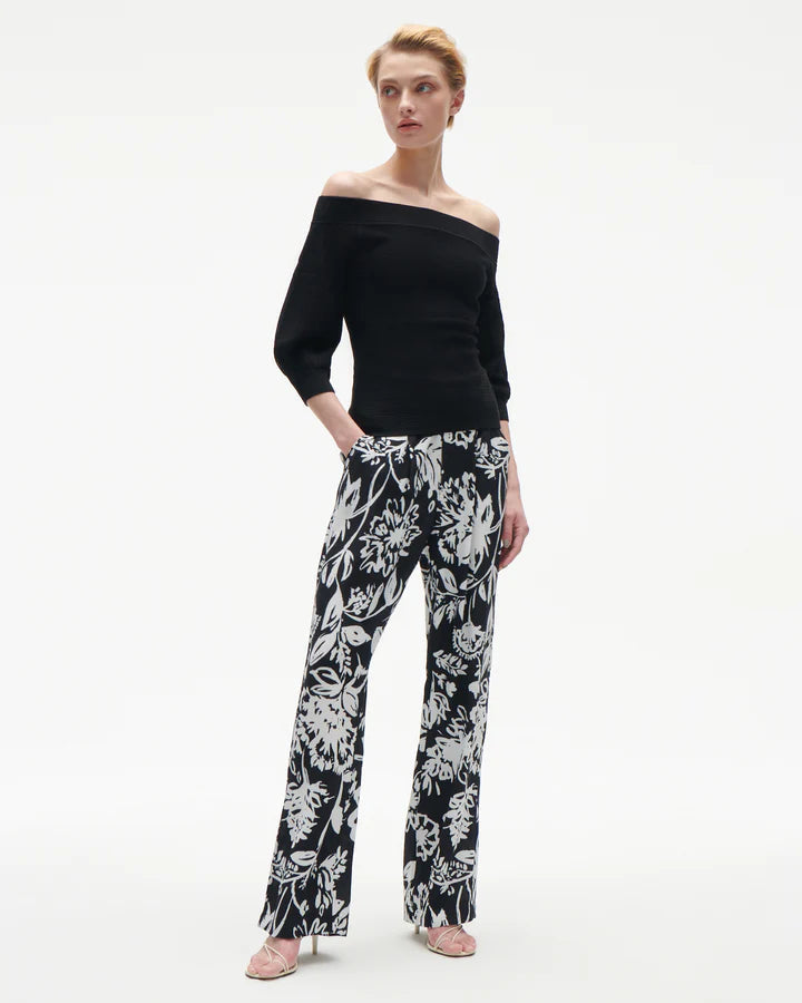 Hadley Pant Porcelain Floral Black Pants - Trousers Figue 