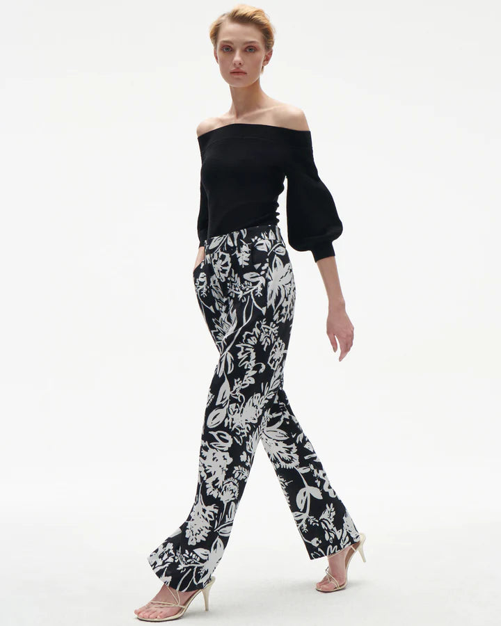 Hadley Pant Porcelain Floral Black Pants - Trousers Figue 