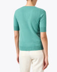 Cashmere Blend Short Sleeve Rib Knit Sweater Jade Sweater - Crewneck Repeat Cashmere 