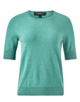 Cashmere Blend Short Sleeve Rib Knit Sweater Jade Sweater - Crewneck Repeat Cashmere 