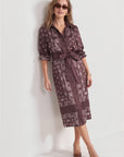 The Edie Dress Brown Scarf Print