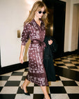 The Edie Dress Brown Scarf Print
