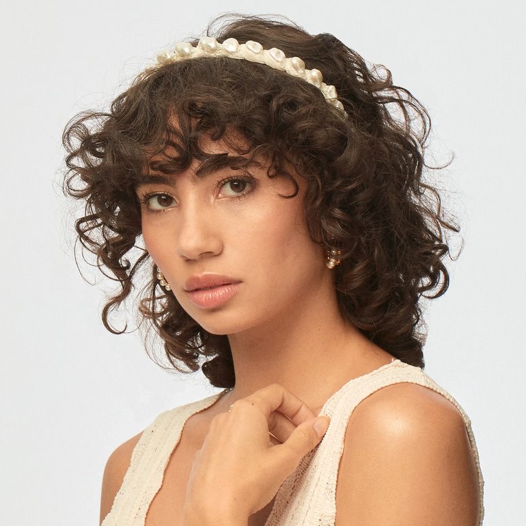 Graduated Baroque Pearl Headband Ivory Accessories - Beauty & Hair Lele Sadoughi 