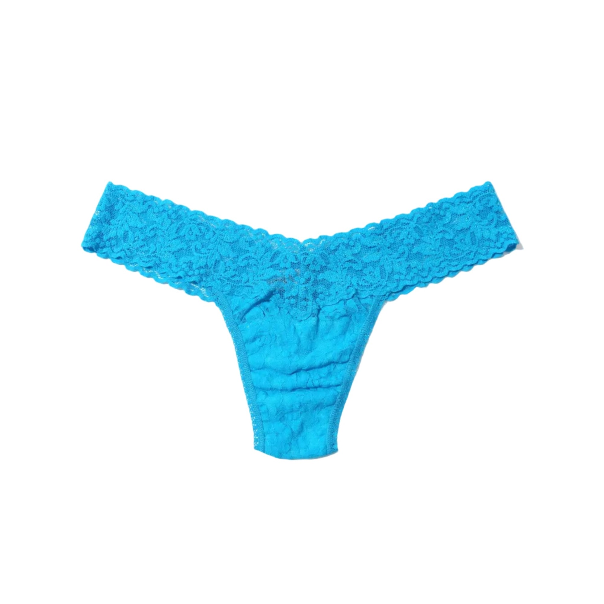 Signature Lace Lowrise Thong Wrapped Ocean Blue Hosiery and Lingerie Hanky Panky 