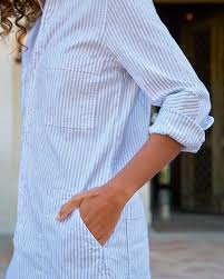 Southern Long Sleeve Playsuit Dress Stripe Blue/White Dresses - Short Frank & Eileen 