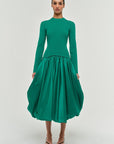 Kenlie Taffeta Knit Midi Dress Kelly Green Dresses - Midi Simkhai 