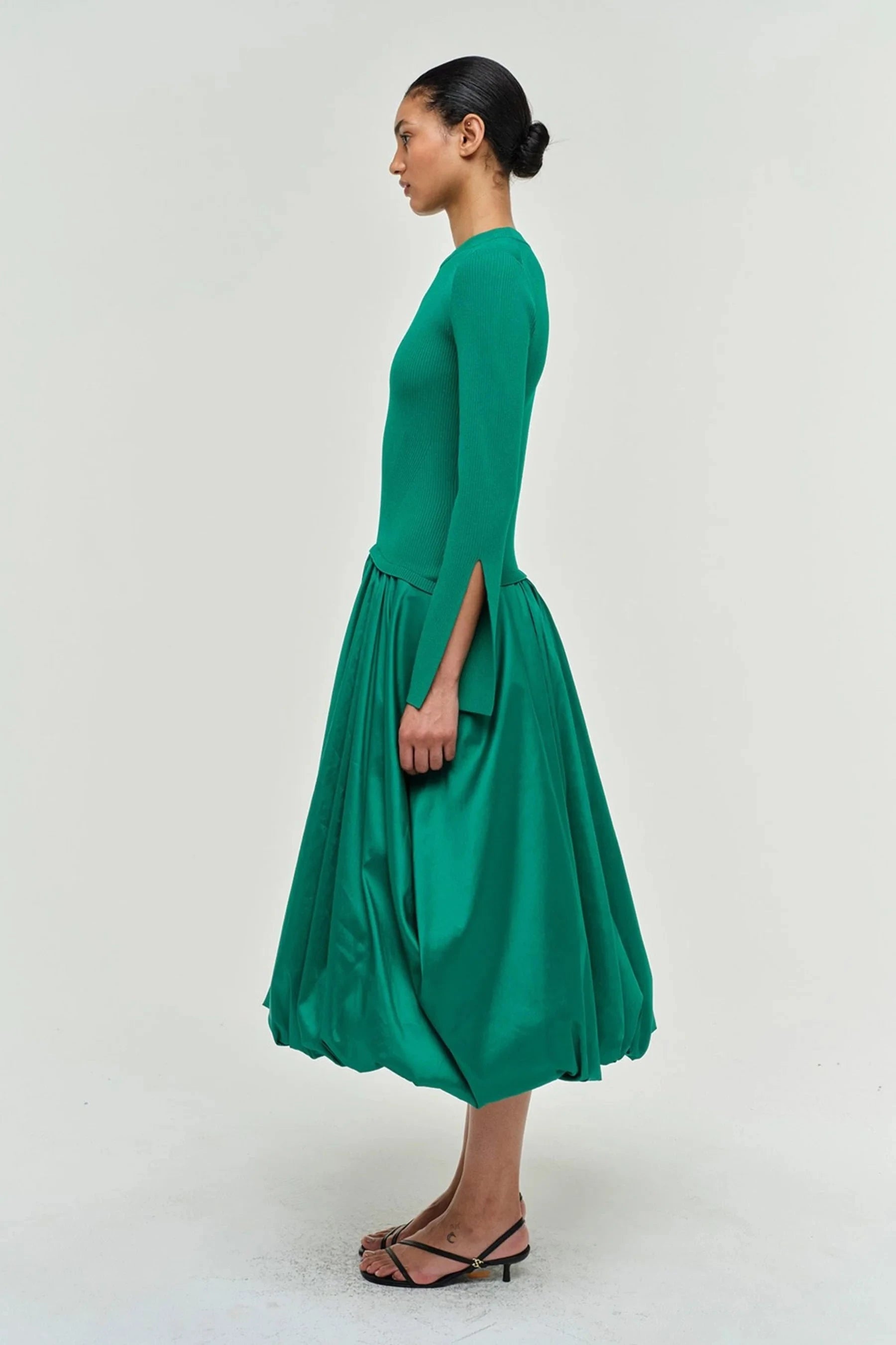 Kenlie Taffeta Knit Midi Dress Kelly Green – Peter Kate