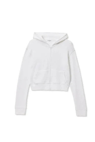 Inez Waffle Zip Up Hoodie White Tops - Sweatshirts perfectwhitetee 