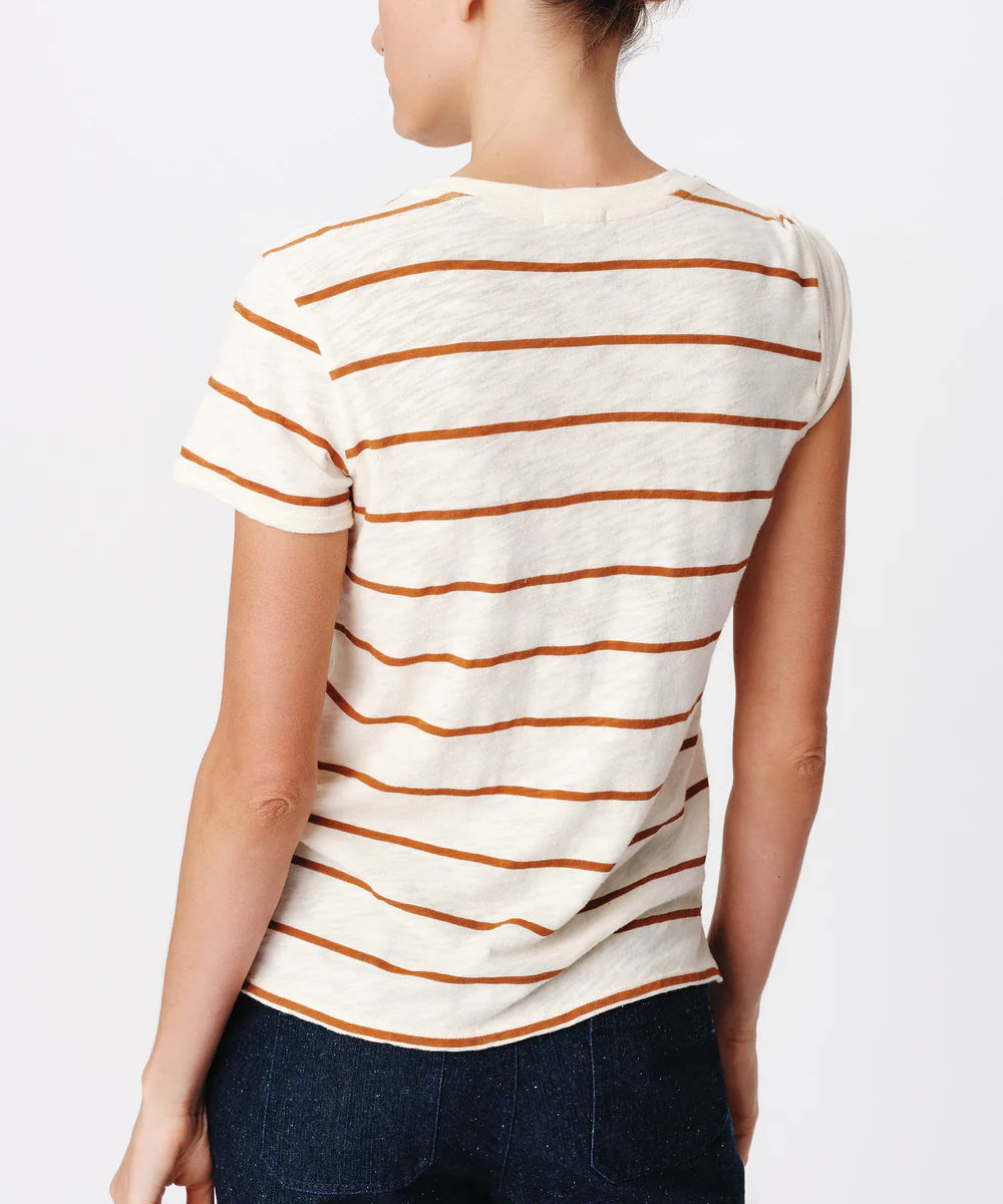 Slub Jersey Stripe Schoolboy Tee Irish Cream/Cornelian Stone Tops - Tees ATM 