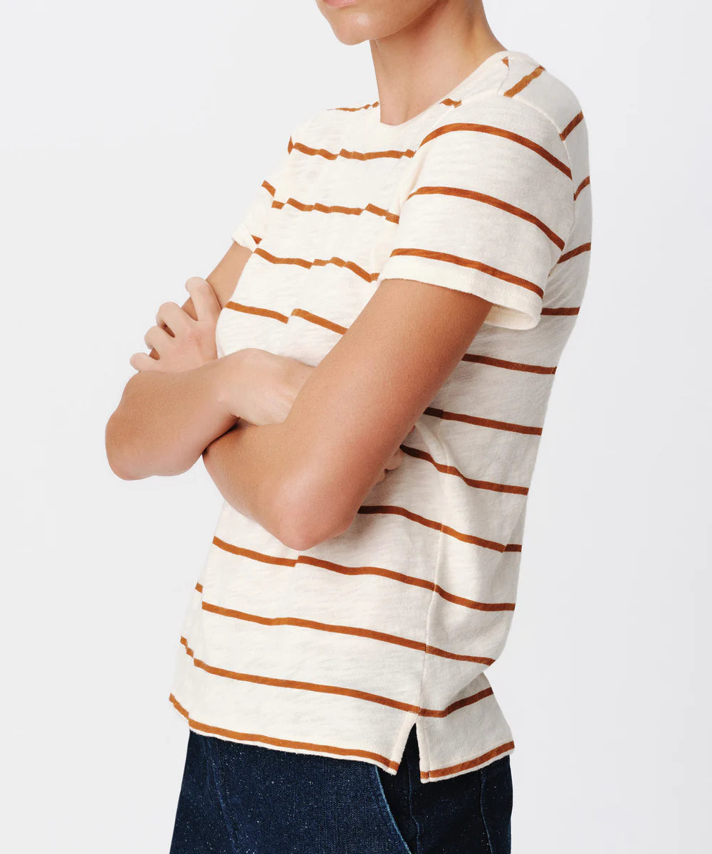 Slub Jersey Stripe Schoolboy Tee Irish Cream/Cornelian Stone Tops - Tees ATM 