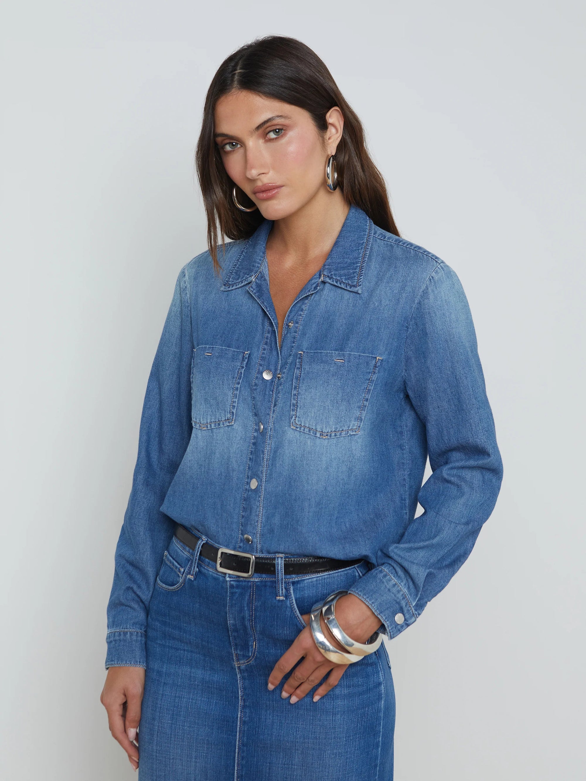 Isla Denim Shirt Anvil Tops - Button Down L&#39;Agence 