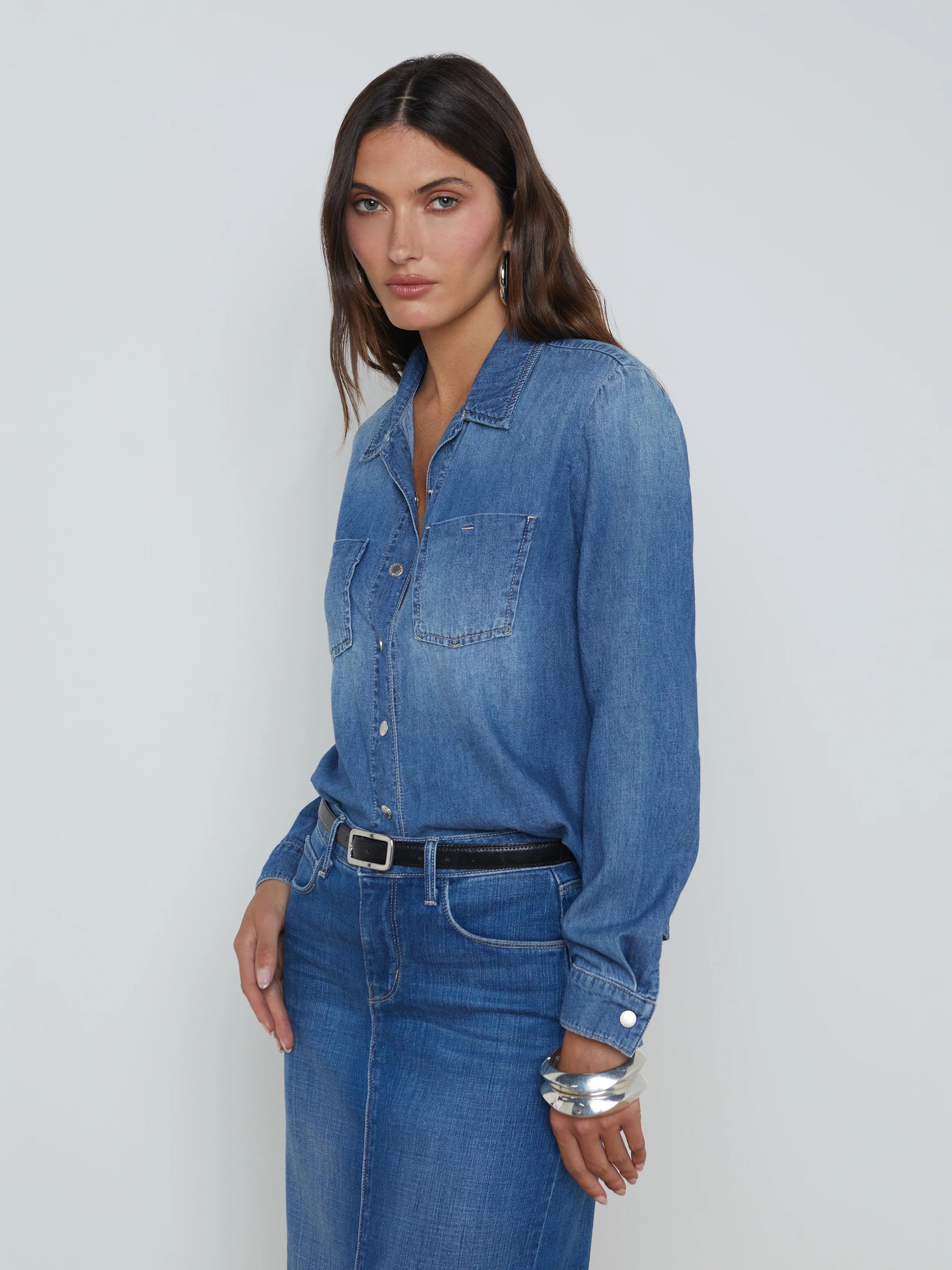 Isla Denim Shirt Anvil Tops - Button Down L&#39;Agence 