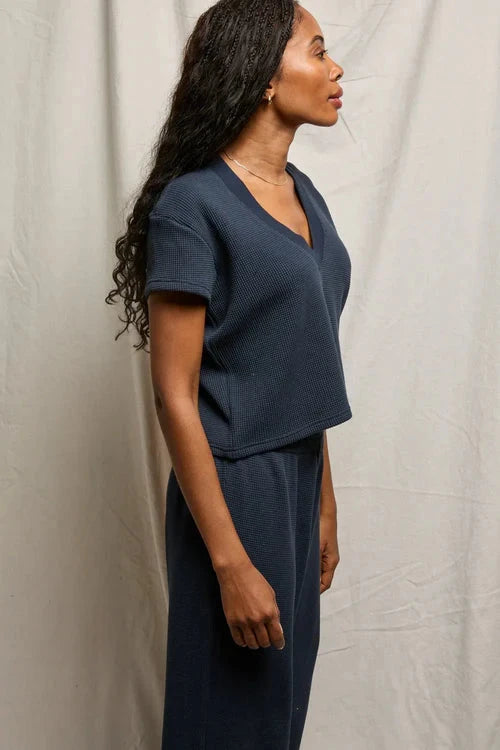 Jada Waffle Tee Navy Tops - Tees perfectwhitetee 