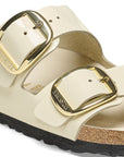 Arizona Big Buckle Natural Leather Patent High Shine Ecru Shoes - Sandals - Flat Sandals Birkenstock 