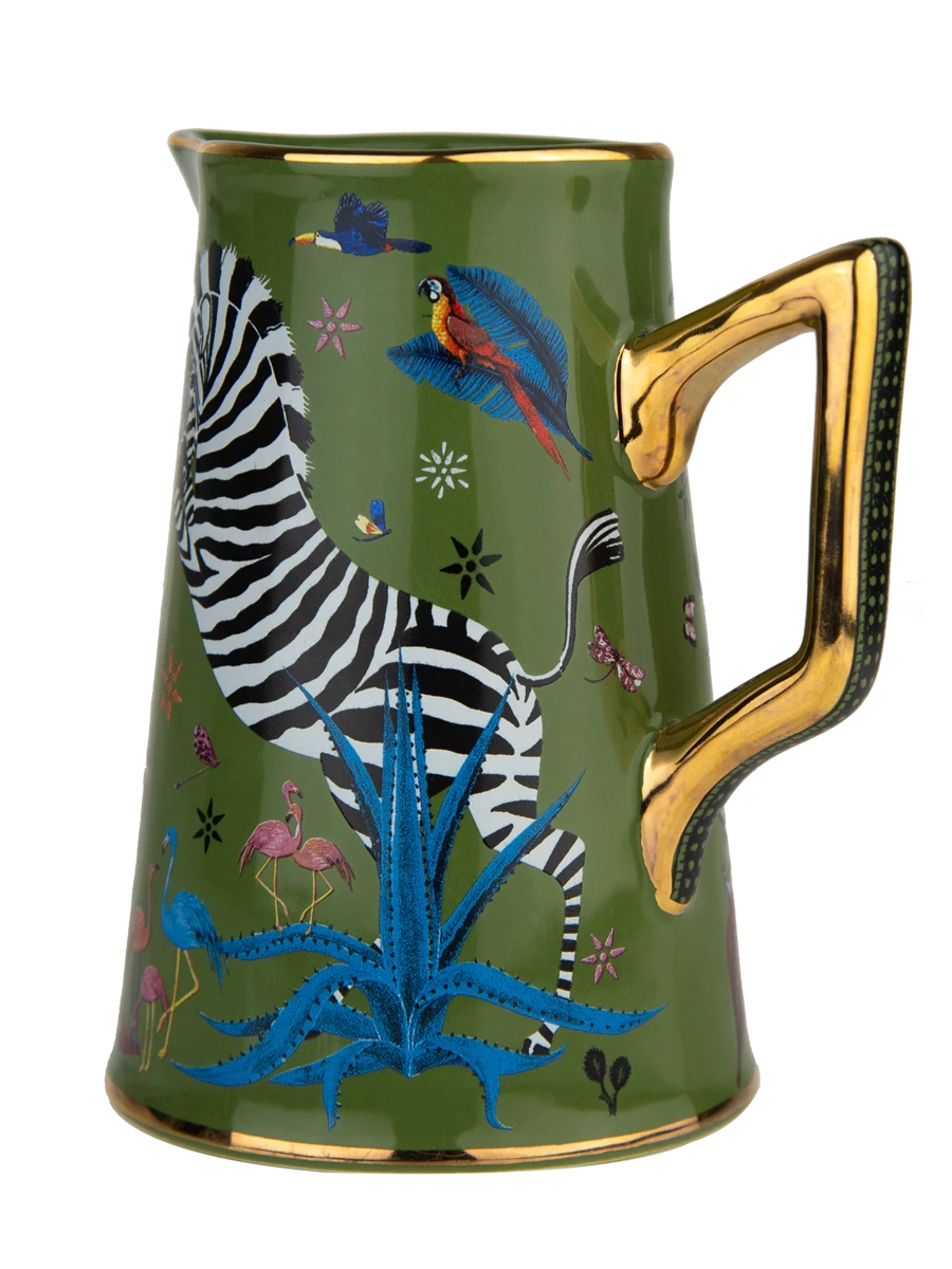 Jungle Ceramic Jug Green Home Decor - Tabletop Ortigia 