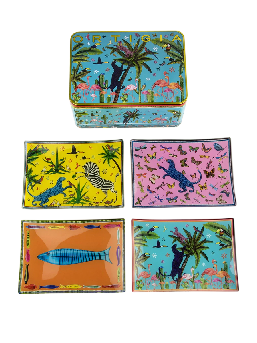 Jungle Glass Plates (Set of 4) Home Decor - Bowls, Trays & Vases Ortigia 