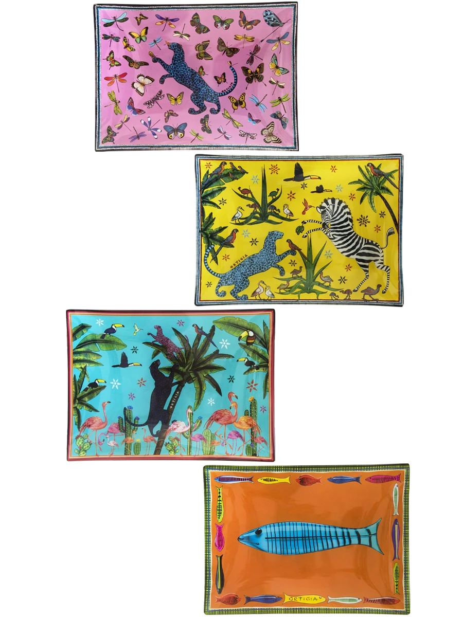 Jungle Glass Plates (Set of 4) Home Decor - Bowls, Trays & Vases Ortigia 