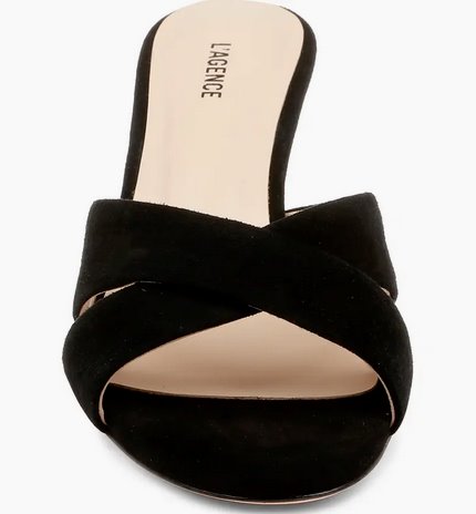 Aveline Suede Black Shoes - Sandals - Heeled Sandals L&#39;Agence Shoes 